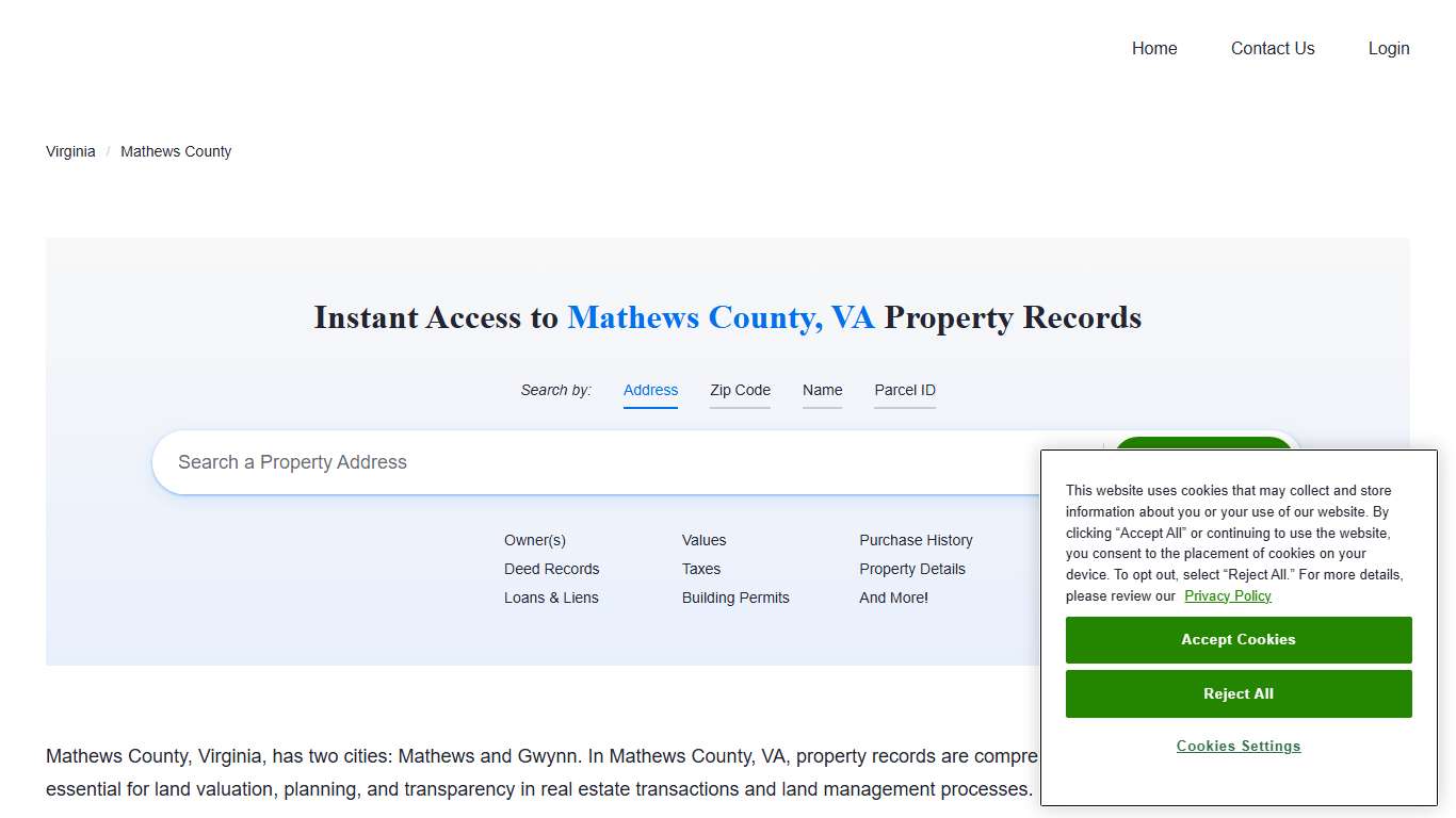 Mathews County Property Records Owners, Deeds, Permits